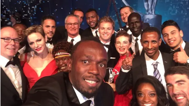 El selfie de Usain Bolt en los Premios Laureus.