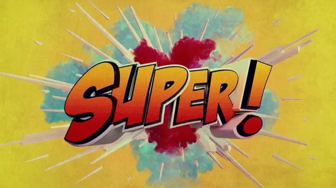 กราฟิกคำว่าซูเปอร์บนภาพกลุ่มควัน