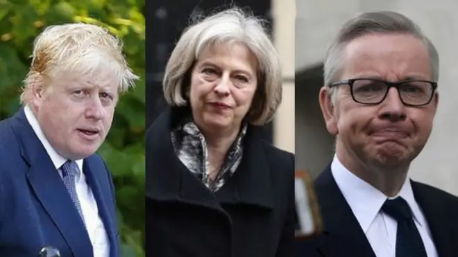 හිටපු ලන්ඩන් නගරාධිපති බොරිස් ජොන්සන්, ස්වදේශ කටයුතු පිලිබඳ ලේකම් තෙරේසා මේ සහ අධිකරණ ලේකම් මයිකල් ගෝව්