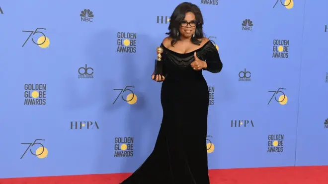 Опра Вінфрі на церемонії нагородження "Золотий глобус", 7 січня 2018