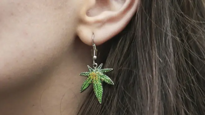 Woman at a march to legalise cannabis, in Krakow