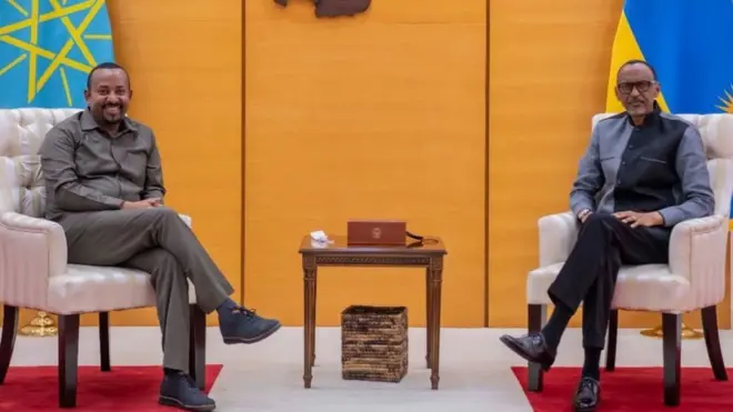 ቀዳማይ ሚንስትር ኣብይን ፕሬዝደንት ፖል ካጋሜን