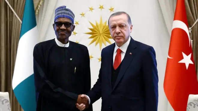 Nijerya Devlet Başkanı Buhari ve Cumhurbaşkanı Erdoğan 19 Ekim'de Ankara'da böyle poz vermişti