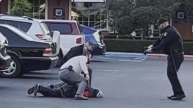 The suspect being arrested