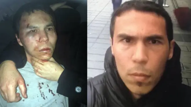 Reina saldırısı zanlısı olduğu belirtilen kişinin fotoğraflar yakalanmadan önce (sağda) ve sonra basına böyle yansımıştı.