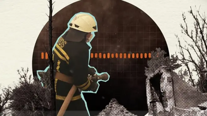 Animacija - vatrogasac u akciji gašenja požara