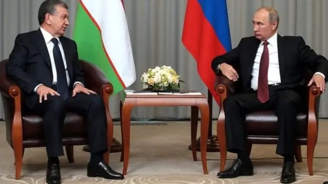 Ўзбекистон Президенти Шавкат Мирзиёев ва Россия Президенти Владимир Путин