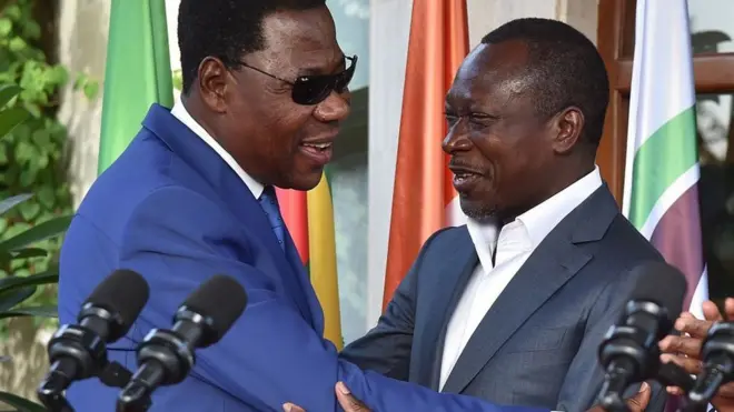 Le Président Talon (à droite) et l'ancien Président Boni Yayi ont eu une relation en dents de scie.