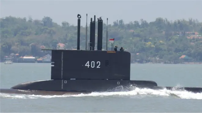 Officials say a KRI Nanggala-402 submarine (pictured here in a file image) has gone missing