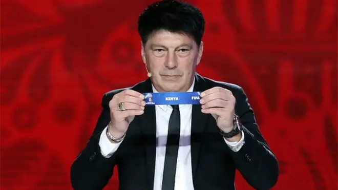 Former Russian goalkeeper Rinat Dasaev na im show Kenya name for di CAF zone of di 2018 World Cup qualifiers on July 2015