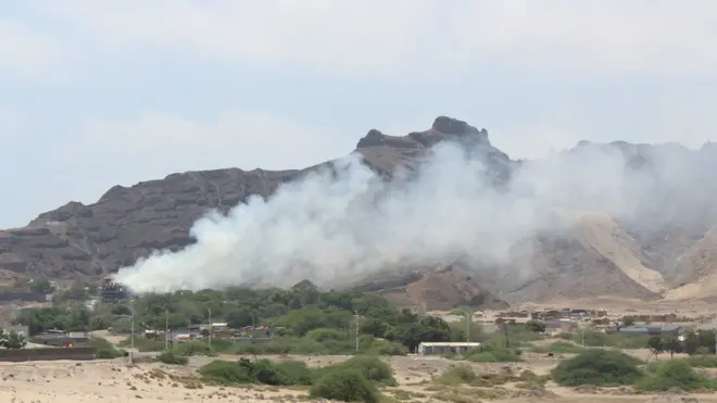 یہ تصویر یمن پر ایک حملے کی ہے