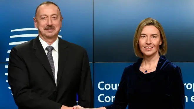 Prezident İlham Əliyev və Aİ Ali nümayəndəsi Federica Mogherini Brüsseldə, Aİ baş qərargahında görüşürlər. Fevral, 2017-ci il