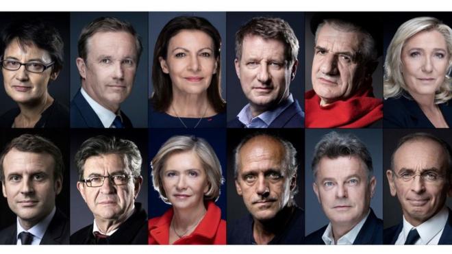 Collage de candidatos a la presidencia francesa.