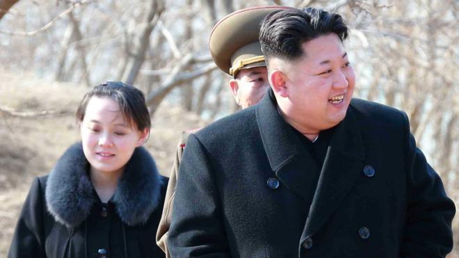 An undated picture released by the North Korean Central News Agency (KCNA) on 12 March 2015 shows North Korean leader Kim Jong-un (C) touring a military unit on an island off the North Korean mainland near the sea border with South Korea in the East Sea.