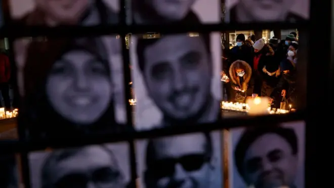 Pictures of the jet victims on display in Toronto, Ontario, Canada in January 2022