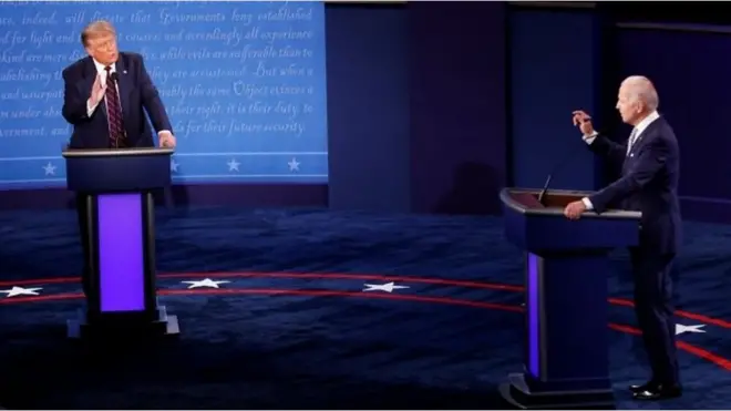 美国总统特朗普与总统候选人拜登进行首场总统辩论