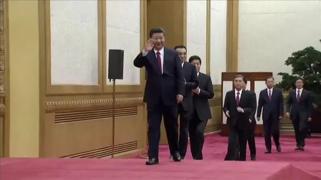 Xi Jinping with new members of Politburo standing committee