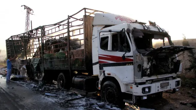 Suriye'de vurulan yardım konvoyu