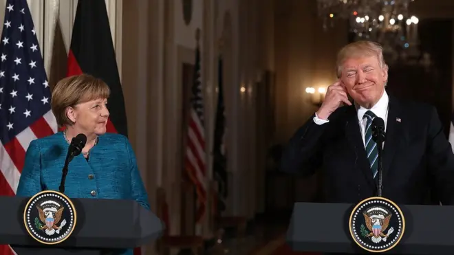 На этой неделе прошла первая официалльная встреча Меркель и Трампа