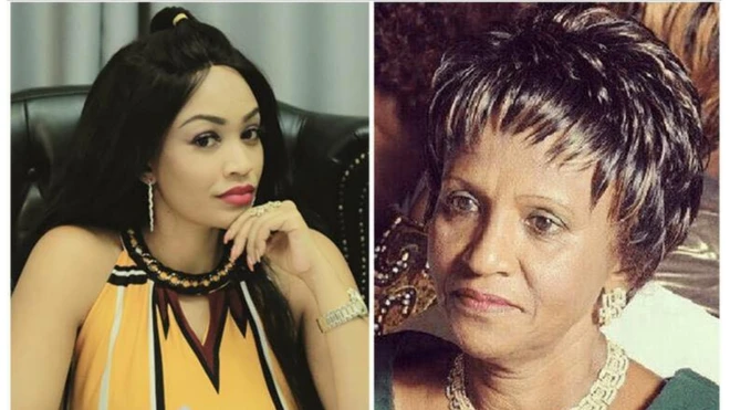Zari Hassan kushoto na marehemu mamake kulia