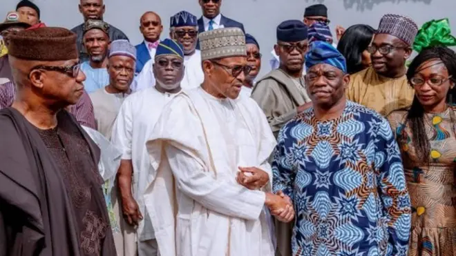 Aarẹ Muhammadu Buhari, Kola Abiola ati awọ̀n eekan ilu miran lati ipinlẹ́ Ogun