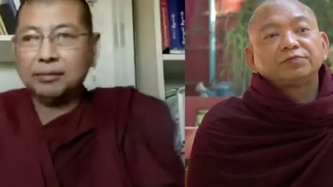 พระเมียนมาผู้เห็นด้วยและต่อต้านรัฐประหาร