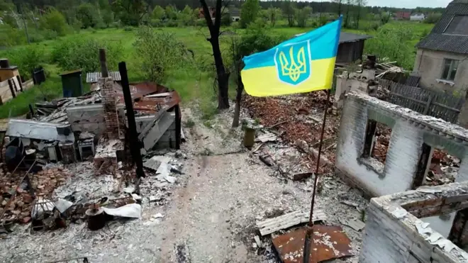 Разрушения в деревне Мощун