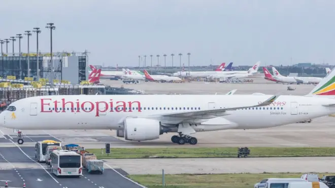 Xiyyaara Itoophiyaa 'Airbus A350-941' Buufata xiyyaaraa Idila Adunyaa Shaangaay Pudoongi Fulbaana 8 bara 2018.