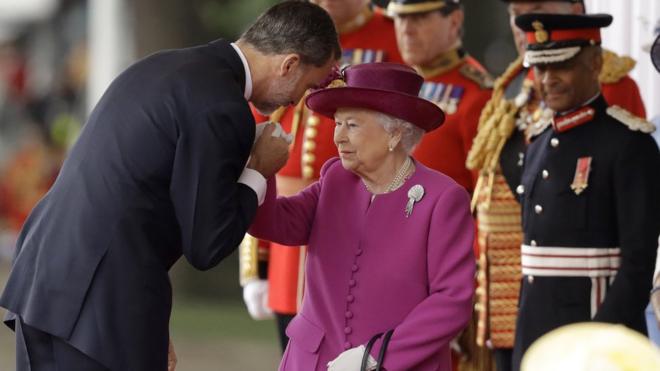 King Felipe kissing the Queen's hand
