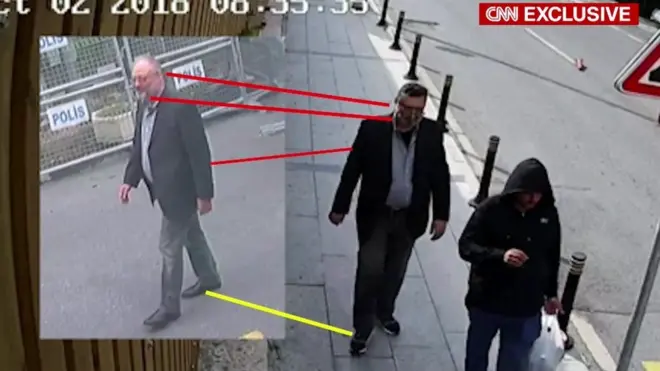 فيديو يُظهر من يبدو أنه "عميل سعودي بثياب خاشقجي"