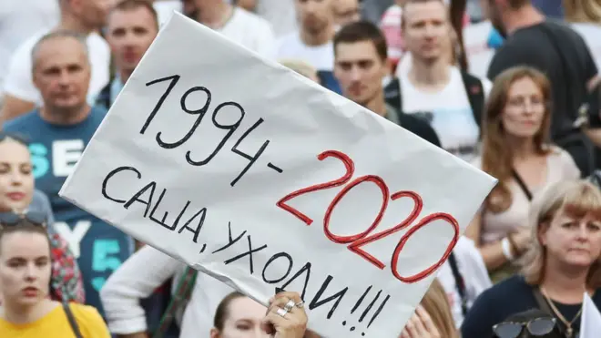 Belarus'ta düzenlenen bir protesto gösterisi
