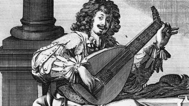 Ilustrasi. Lukisan yang dibuat sekitar tahun 1630 memperlihatkan seorang bangsawan pada awal era baroque memainkan lute.