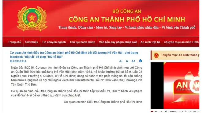 Thông tin bắt blogger 'bác sĩ Hồ Hải' được công bố đêm 2/11