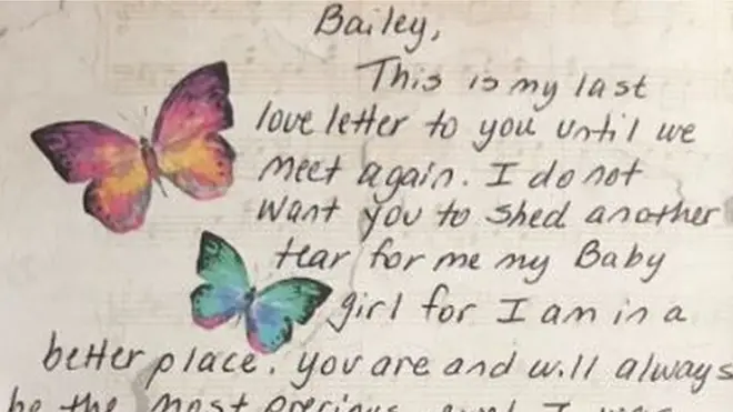 Note from Bailey Sellers dead father