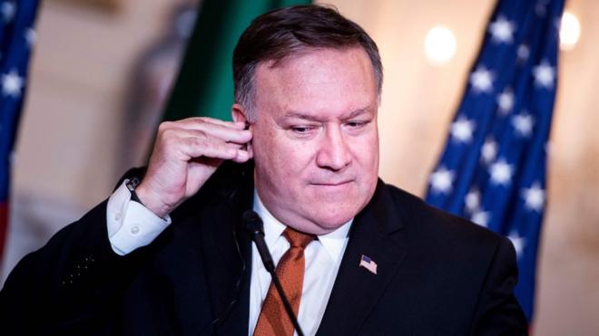 US Secretary of State Mike Pompeo at the State Department in Washington DC, 7 May 2018