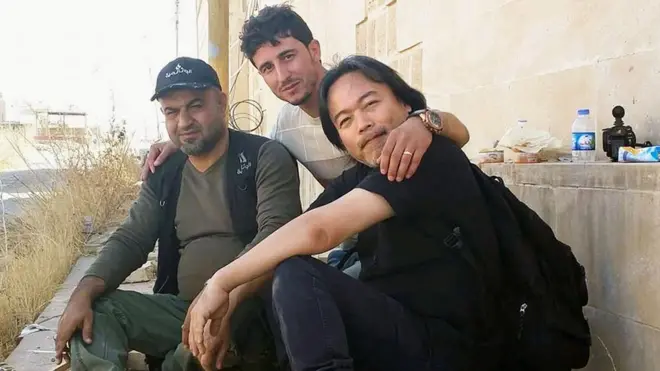 تسونيوكا أثناء تغطية معركة استعادة الموصل (الصورة التقطت في أواخر أكتوبر/ تشرين أول الماضي)