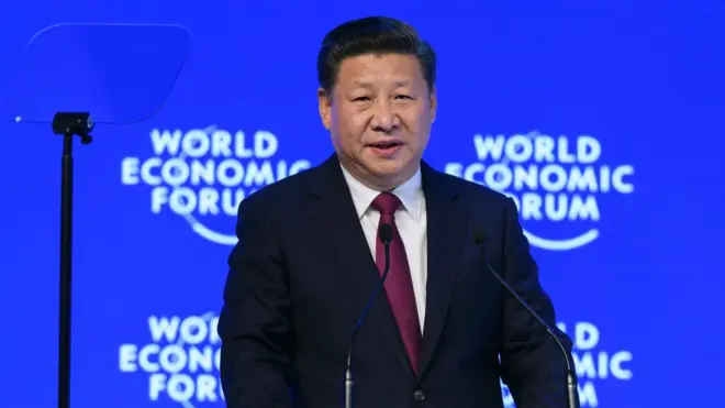 中国国家主席习近平第一次出席达沃斯世界经济论坛并发表主旨演讲