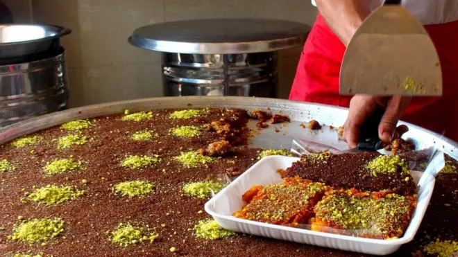 Knafa is unaffordable for many in Gaza, where unemployment is among the highest in the world (Credit: Miriam Berger)