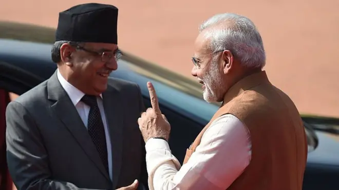 नरेंद्र मोदी के साथ प्रचंड