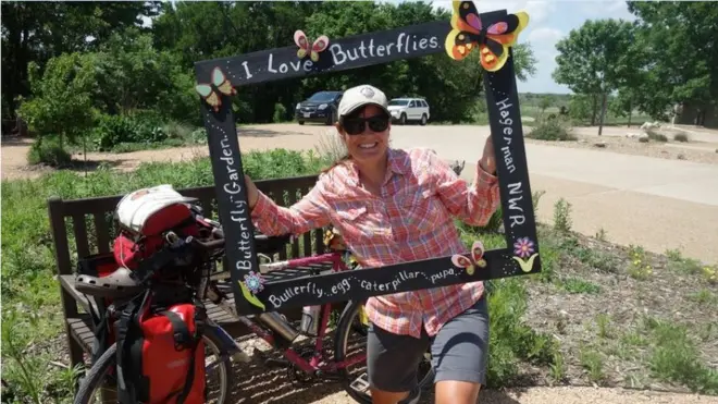 Sara Dykman with her bike