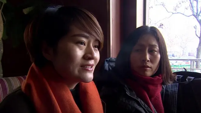 Li Wenzu (left) spoke of how her family was harassed after her husband's disappearance
