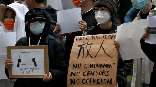 Selama berbagai demonstrasi di China, sebagian pengunjuk rasa terlihat memegang selembar kertas kosong.