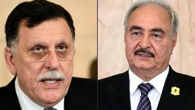 Ulusal Mutabakat Hükümeti Başbakanı Fayez al-Sarraj ve General Halife Hafter