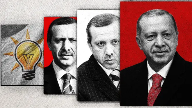 Recep Tayyip Erdoğan'ın fotoğrafları ve AKP logosu