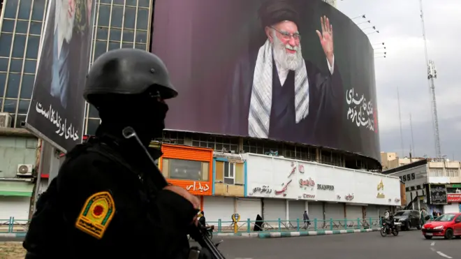 Posters featuring the portraits of Iranian leader Ali Khamenei are displayed across the streets of the Iranian capital Tehran following his death in U.S. and Israeli airstrikes on March 2, 2026.