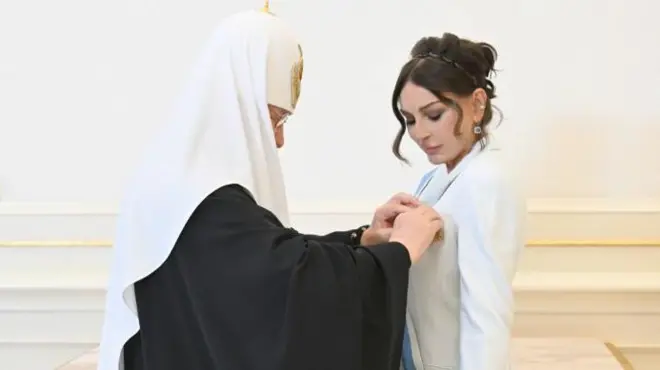 mehriban əliyeva Azərbaycan Azerbaycan ORDEN MEDAL Rusiya Orden Medal Moskvanın və bütün Rusiyanın Patriarxı Kiril İlham Əliyev Patriarx Kiril Rusiya Moskva 