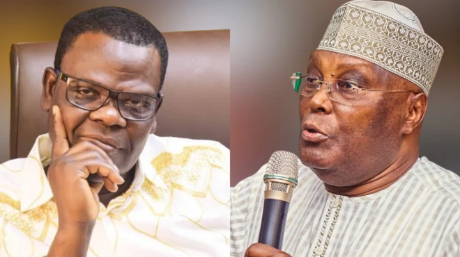 Oriyomi Hamzat fọwọ lẹran, Atiku Abubakar n sọrọ pẹlu ẹrọ gbohungbohun