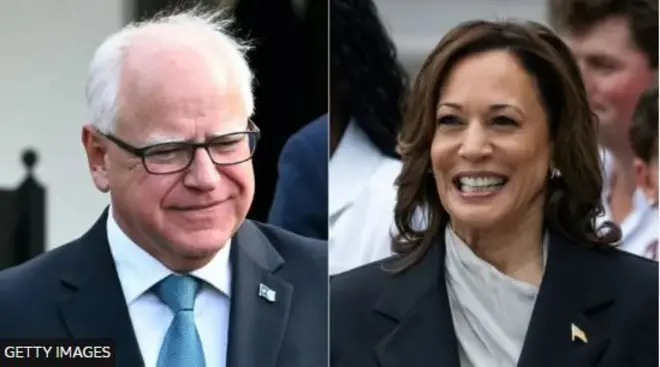 Aworan Tim Walz ati Kamala Harris