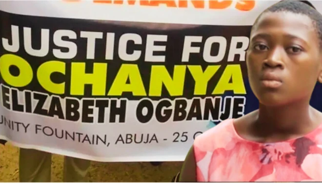 Banner ofr justice for Ochanya