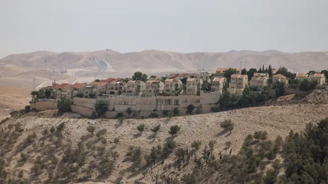 The Israeli settlement of Maale Adumim set on hills in the Israeli-occupied West Bank.